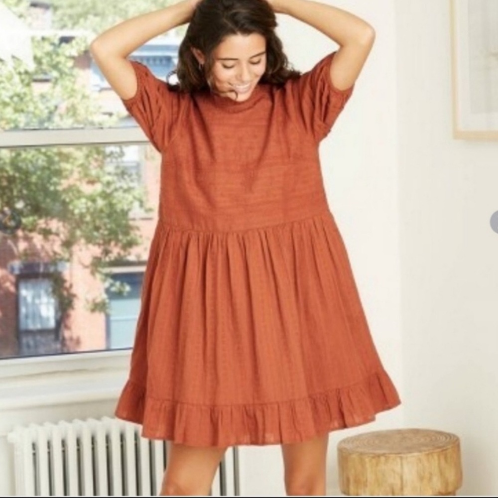 Oversized midi dress brick red